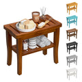 Teak Shower Bench Stool with Storage Shelf U9765