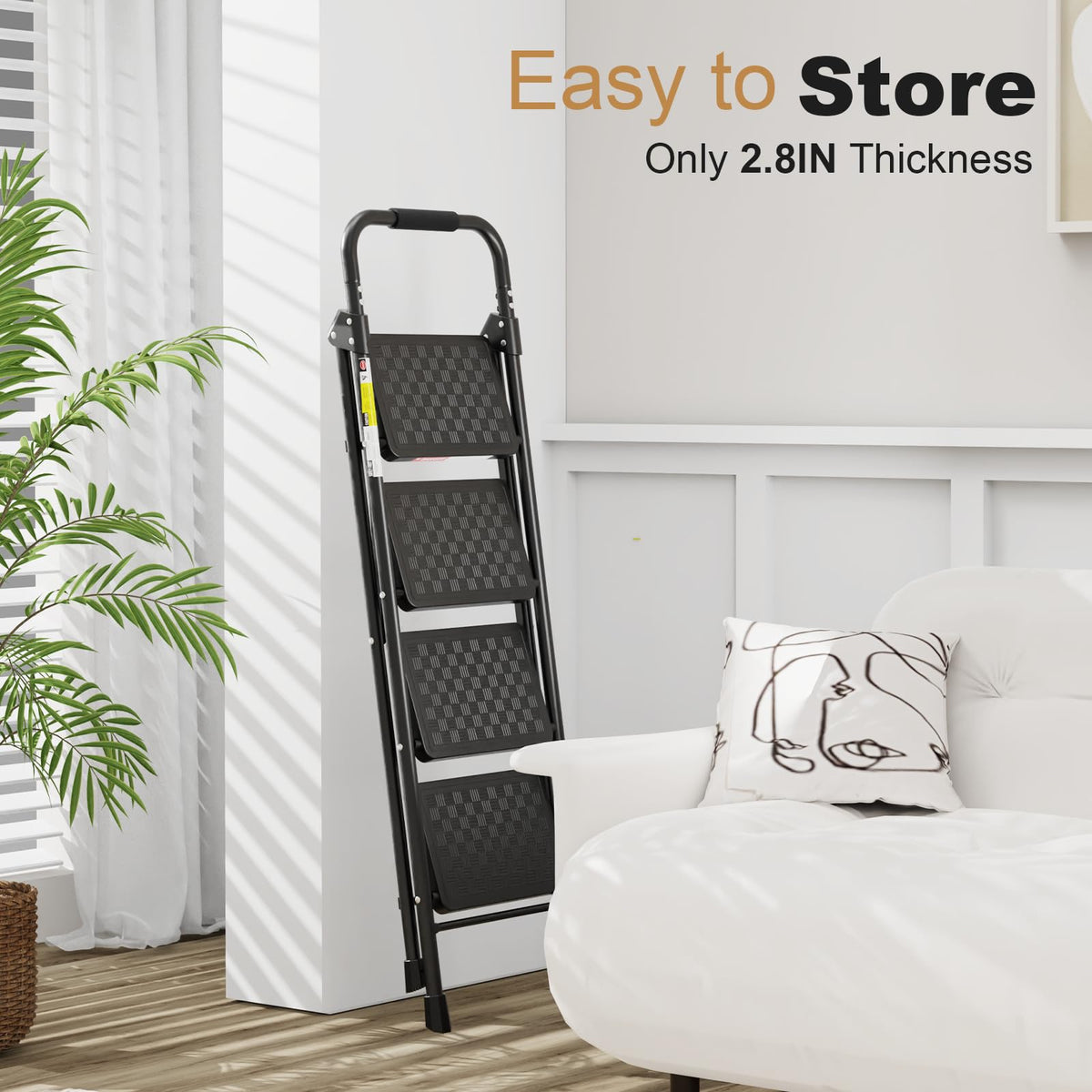 4 Step Ladder with Anti-Slip Pedal and Cushioned Handle J9442