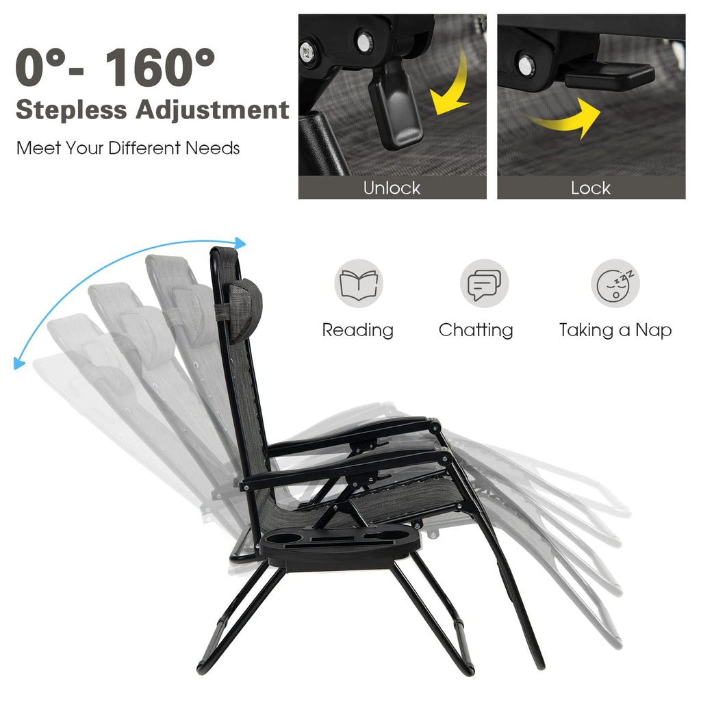 Zero Gravity Lounge Chairs Set of 2 Gray H86472