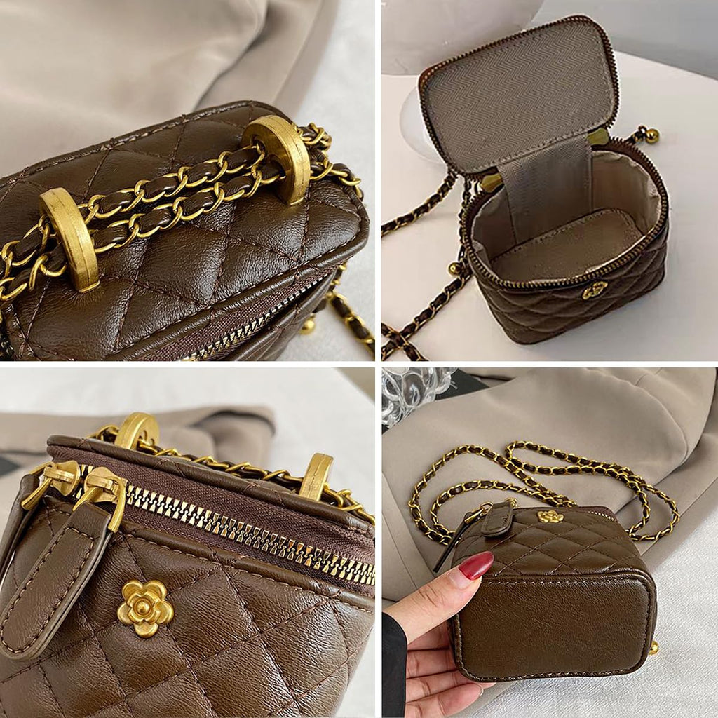 Quilted Leather Crossbody Bag with Chain Strap H83752