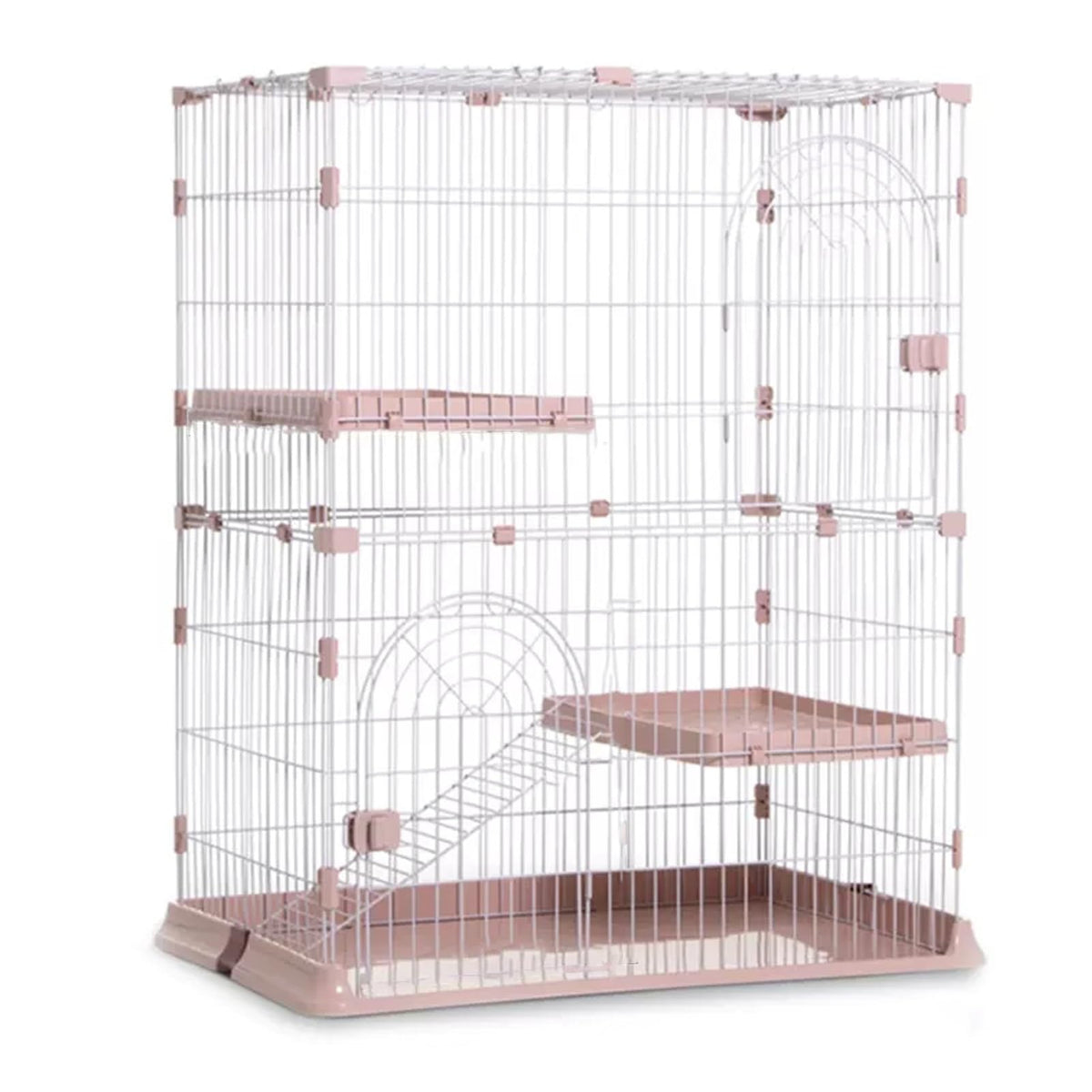 3/4-Tier Cat Cage Playpen with 3 Platforms, 3 Doors & 2 Ramps E867400