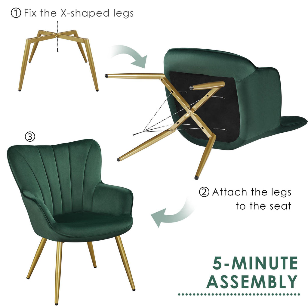 Green Upholstered Accent Chairs Set of 2 V4494