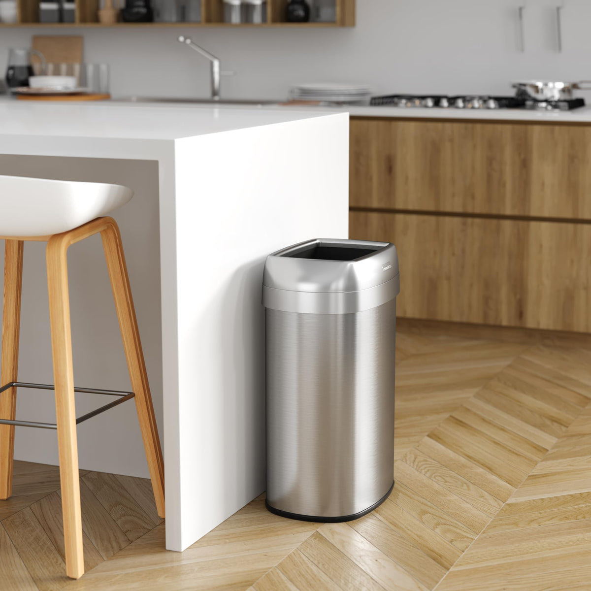 13 Gallon Stainless Steel Open Top Trash Can Q727954