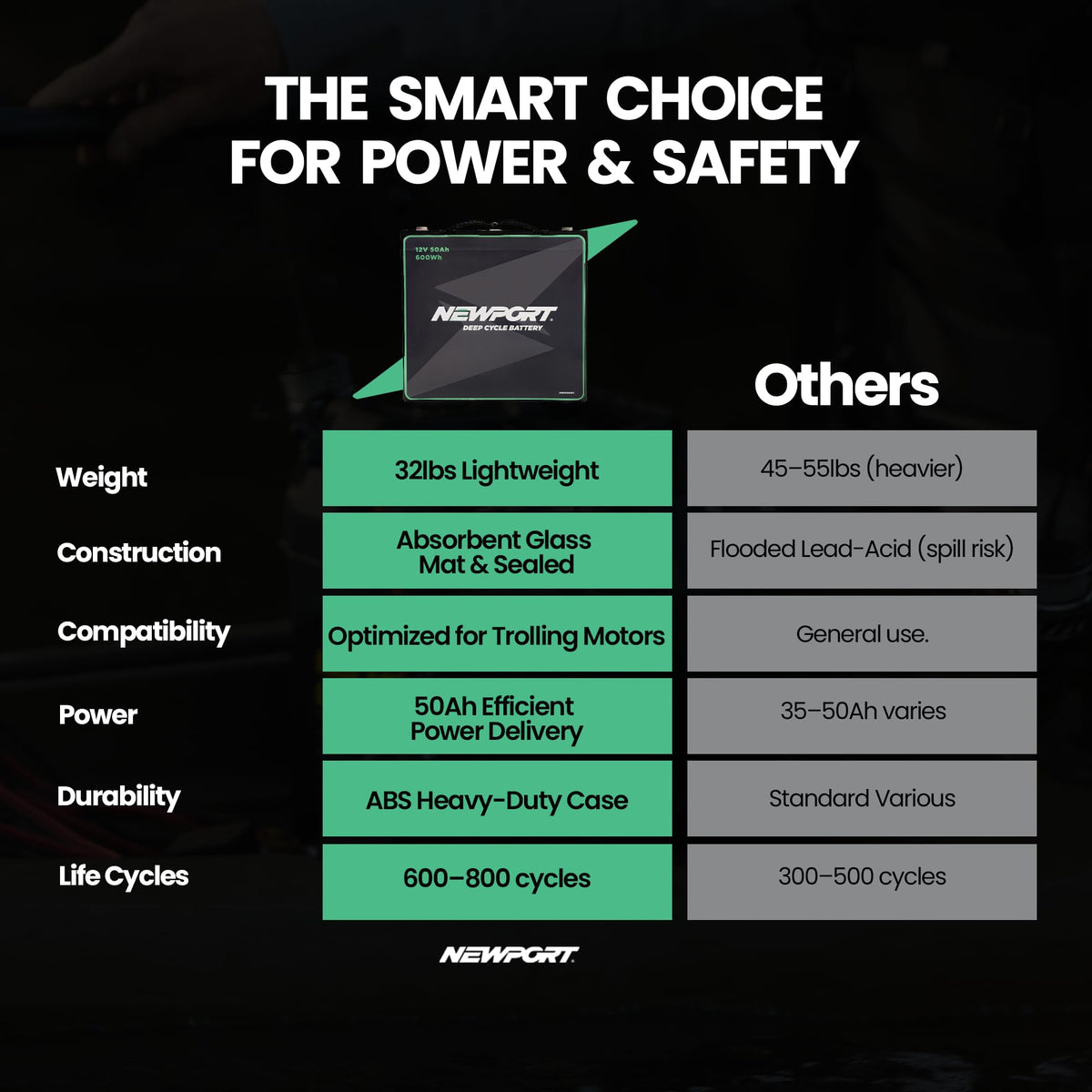 12V50Ah Deep Cycle Sealed AGM Marine Battery D893853