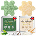 Tea Tree Clarifying Shampoo Bar & Rice Water Protein Conditioner Bar Set 2 pack C554