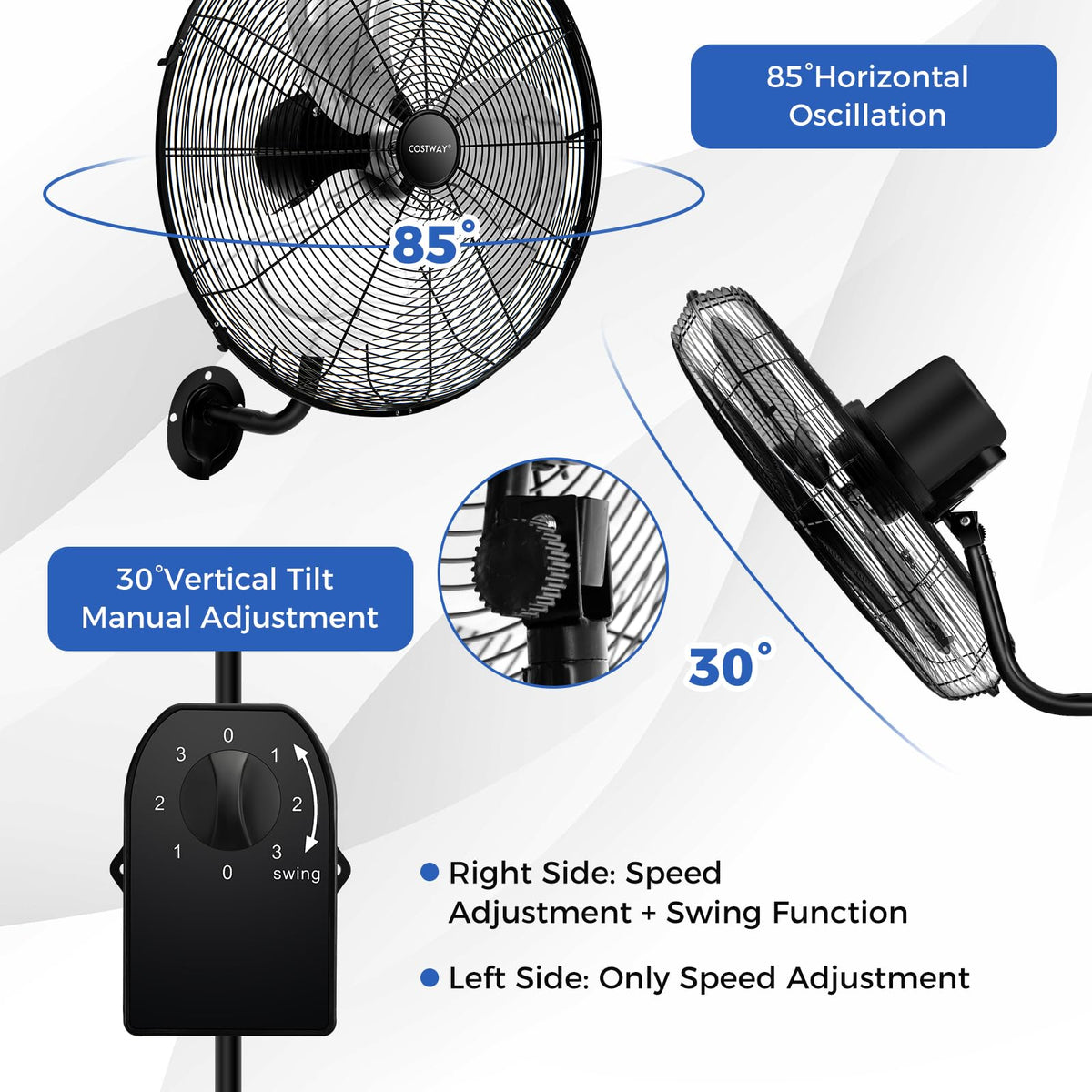 20-inch 3 Speed Metal Wall Mount Fan Z666