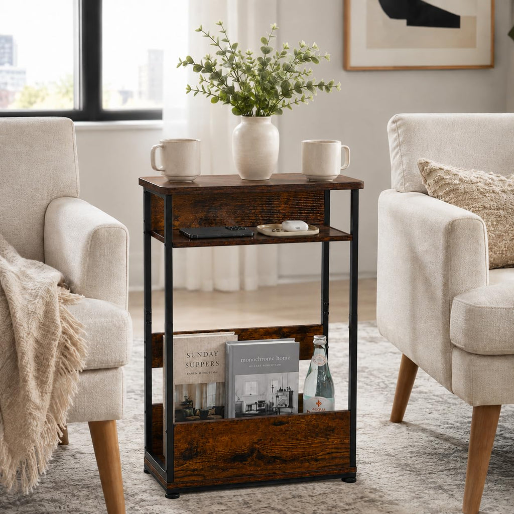 Narrow 3-Tier Side Table with Storage Shelf H90361