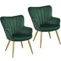 Green Upholstered Accent Chairs Set of 2 V4494