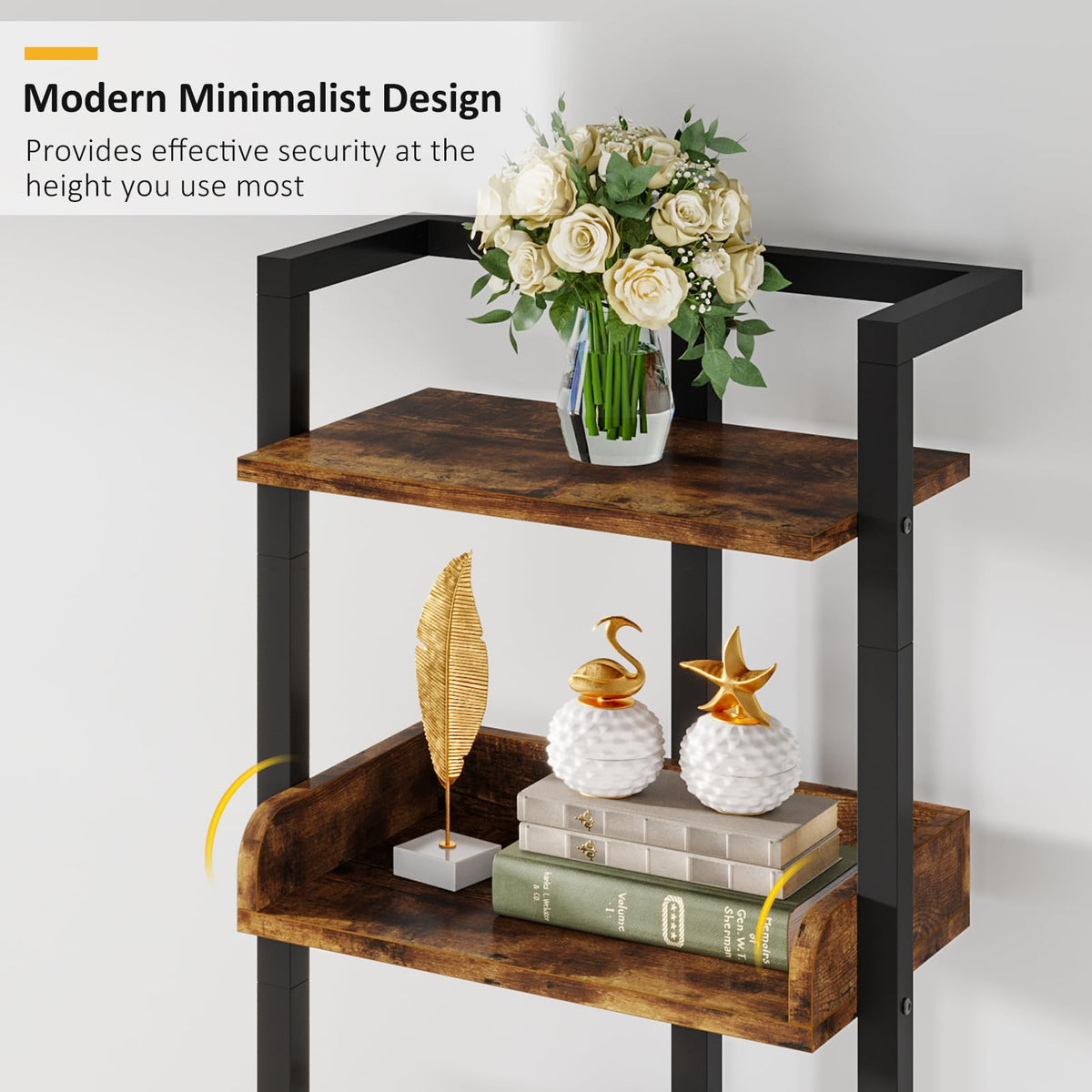 5 Tier Wood Bookcase with Metal Edge Protection I450432