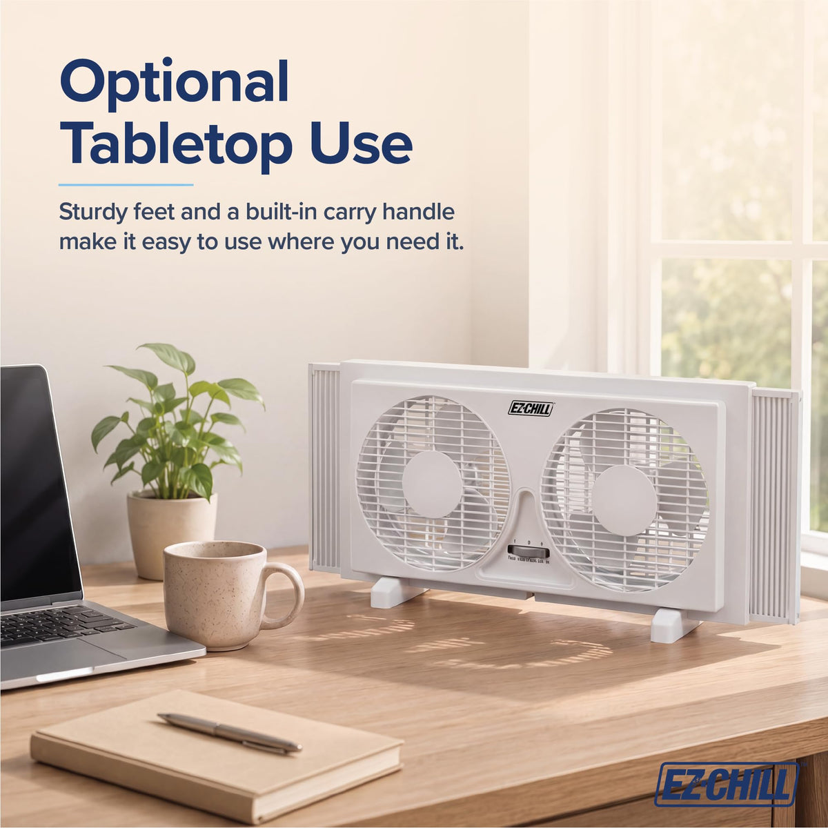 9" Twin Window Fan with Manual Reversible Airflow, 2 Speed, White I6314