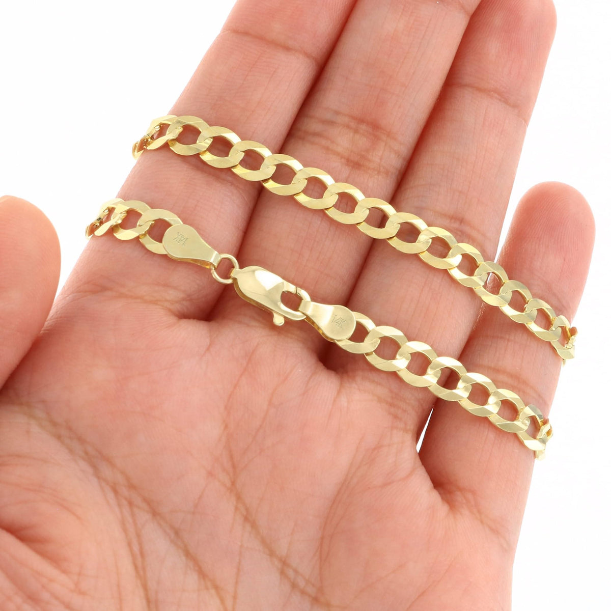 14k Yellow Gold Cuban Curb Link Chain Necklace F155253