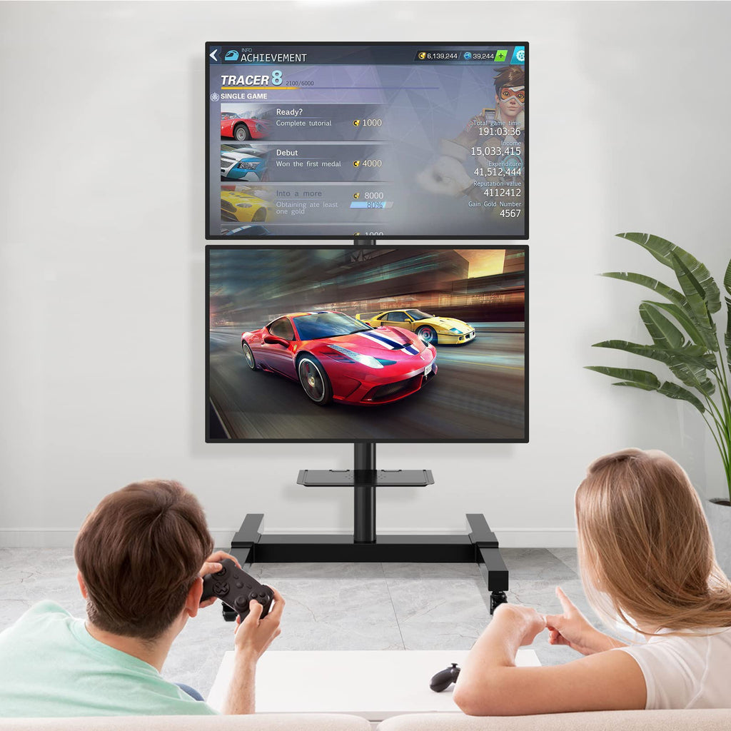 Mobile Dual TV Stand for Two 32-65 Inch Flat Panel Curved TV B43689