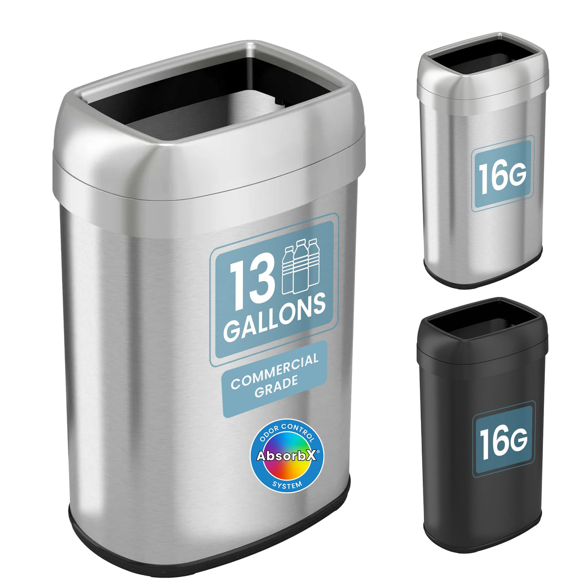 13 Gallon Stainless Steel Open Top Trash Can Q727954