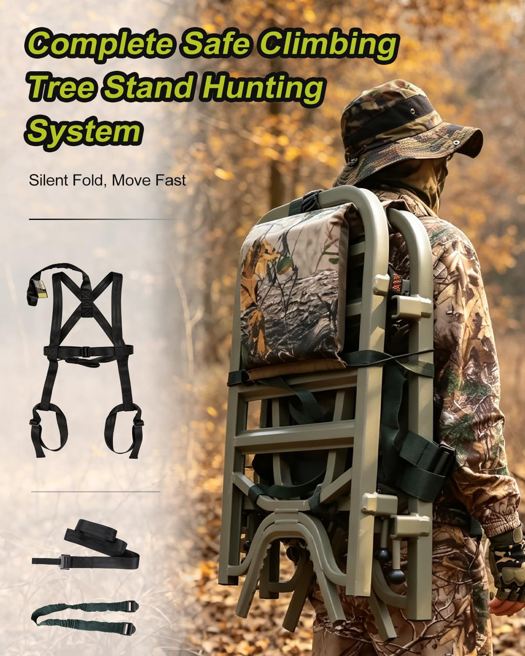 Climbing Tree Stand with Harness and Camo Seat Cushion L381129