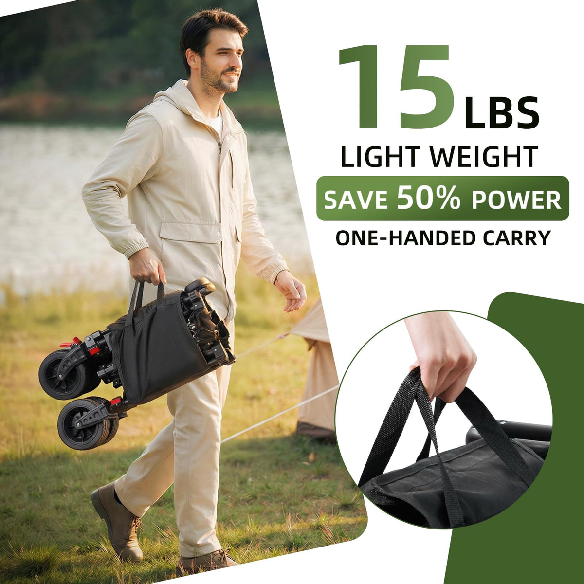 38" Collapsible Extended Wagon, 440lbs Capacity, 220L Heavy Duty Folding Cart, Black M231