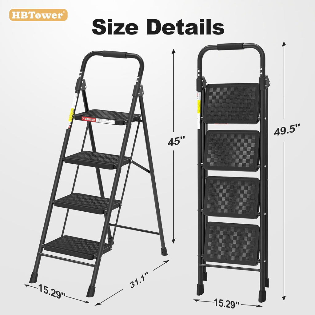 4 Step Ladder with Anti-Slip Pedal and Cushioned Handle J9442