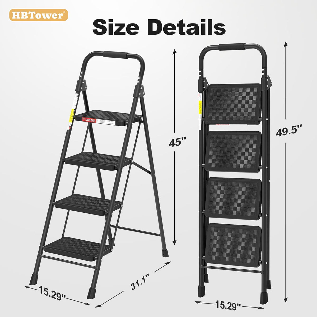 4 Step Ladder with Anti-Slip Pedal and Cushioned Handle J9442
