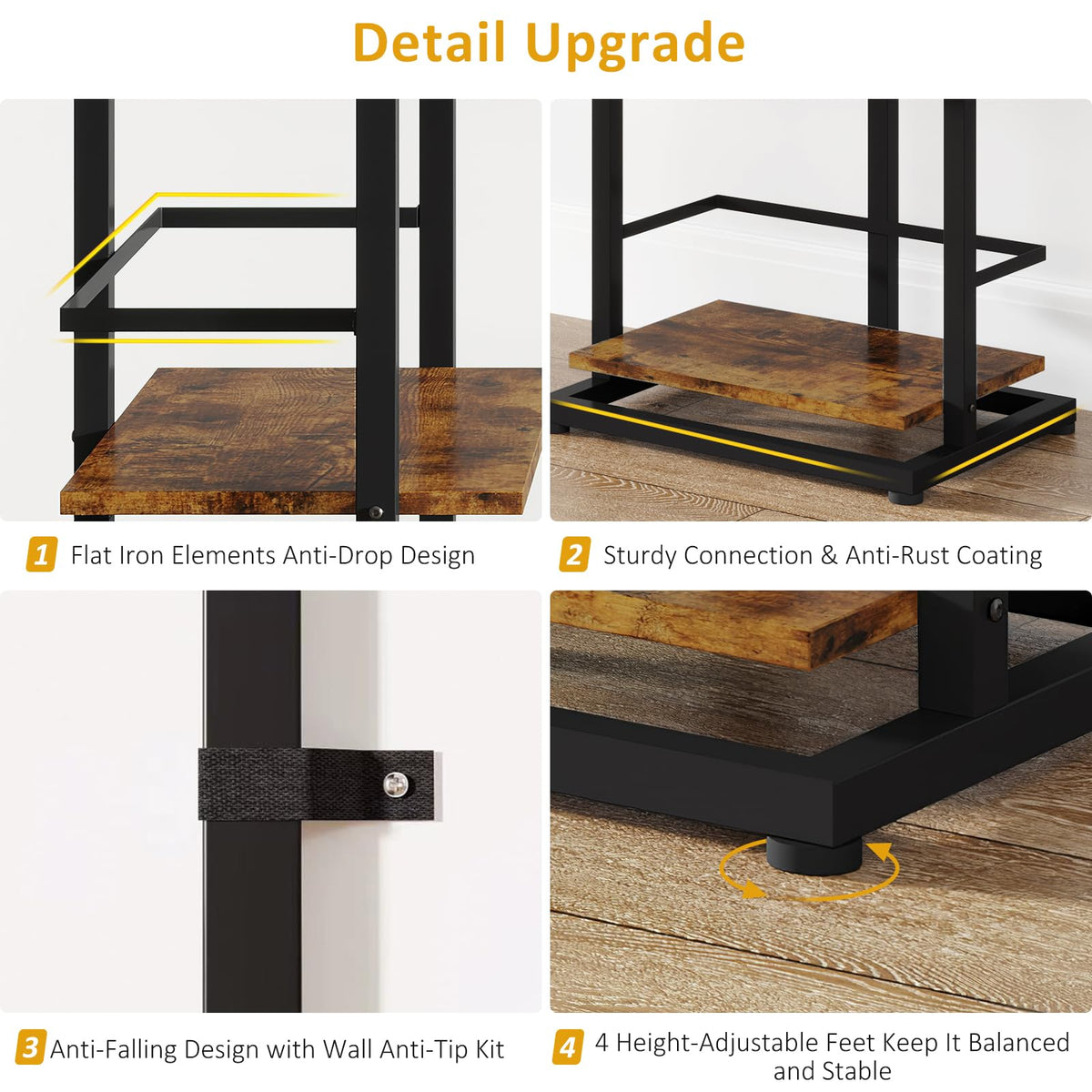 5 Tier Wood Bookcase with Metal Edge Protection I450432