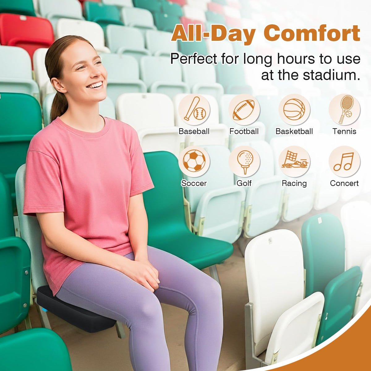 Portable Extra Thick Waterproof Stadium Seat Cushions with Handle, 2PCS K537