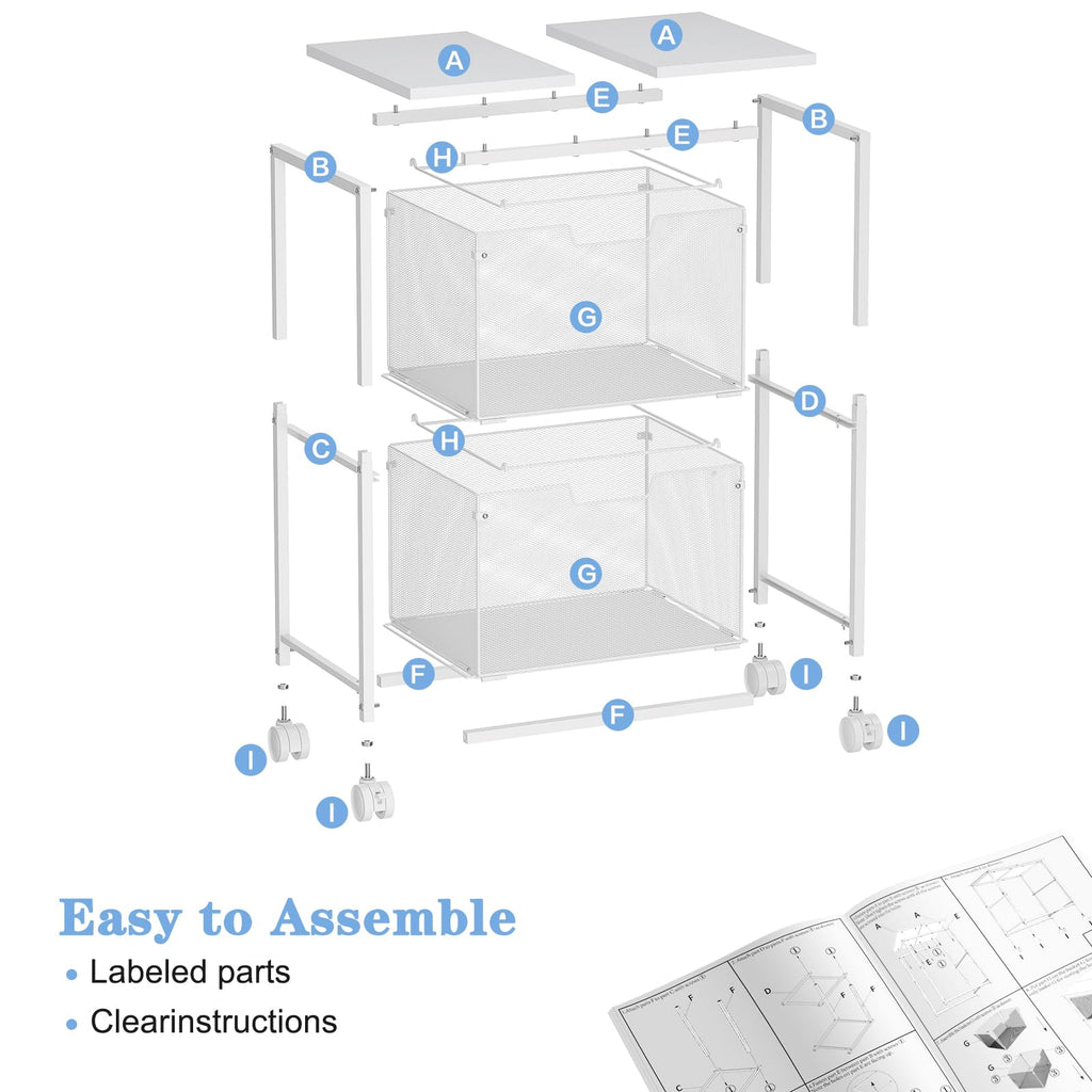 White 2 Drawer Rolling File Cabinet R771318