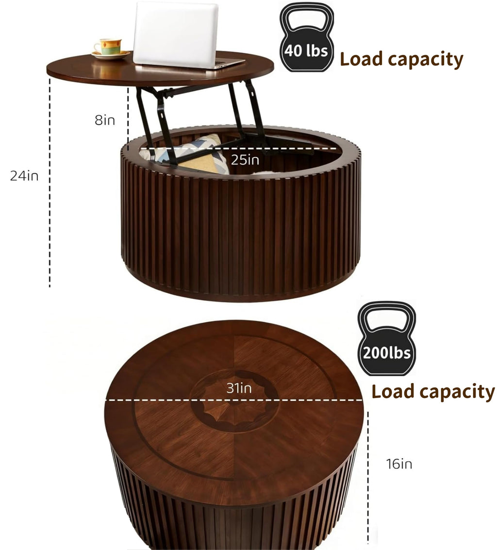 Round Lift Top Coffee Table with Storage G207