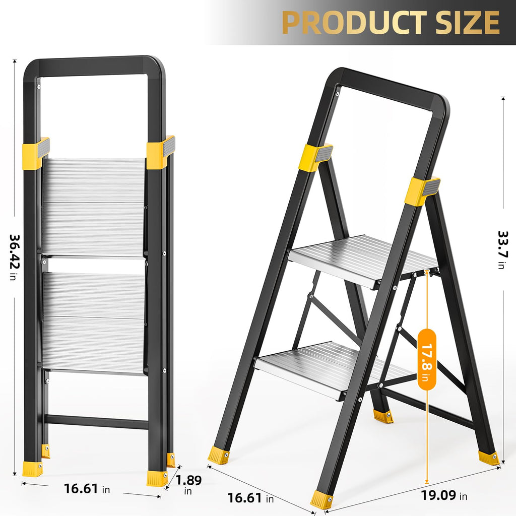 2 Step Ladder Lightweight Aluminum Folding Step Stool V4757