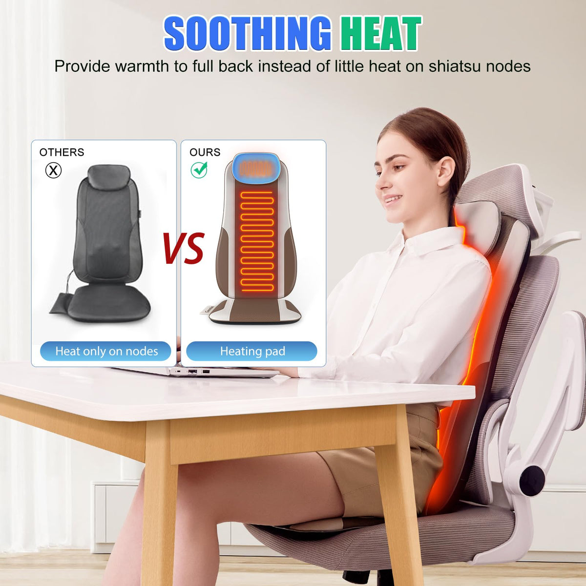 Shiatsu Back Massager with Heat, 2 Vibration Motors, PU Leather V56633