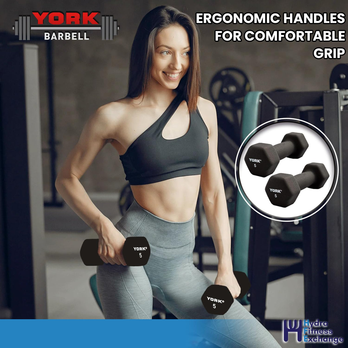 Neoprene Hexagon Dumbbells with Cast Ergo Handle, 10lb Pack of 4 R11334
