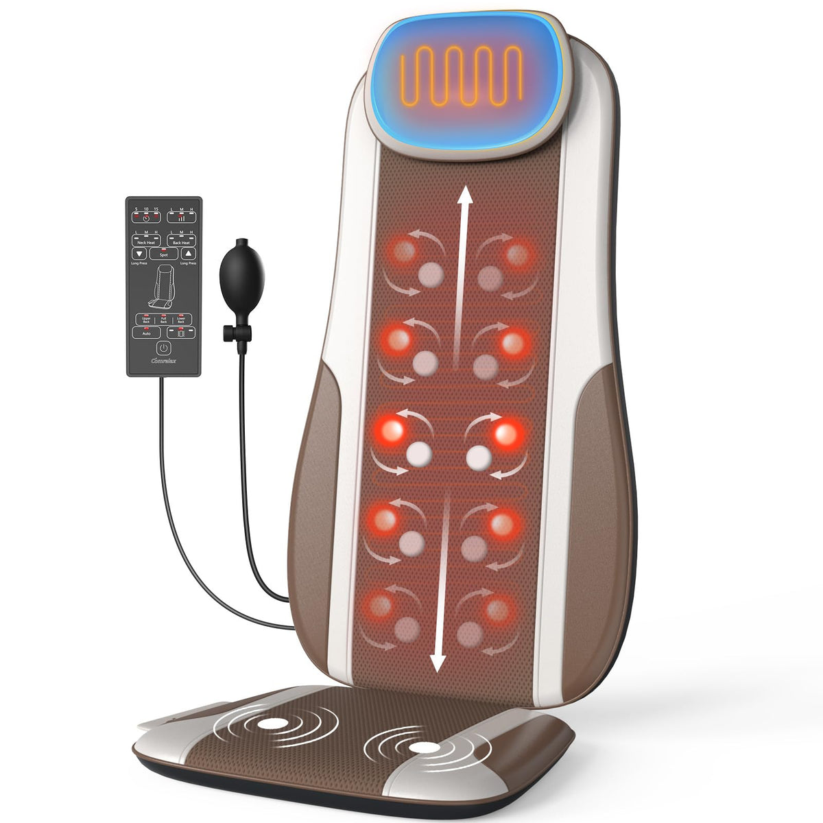 Shiatsu Back Massager with Heat, 2 Vibration Motors, PU Leather V56633