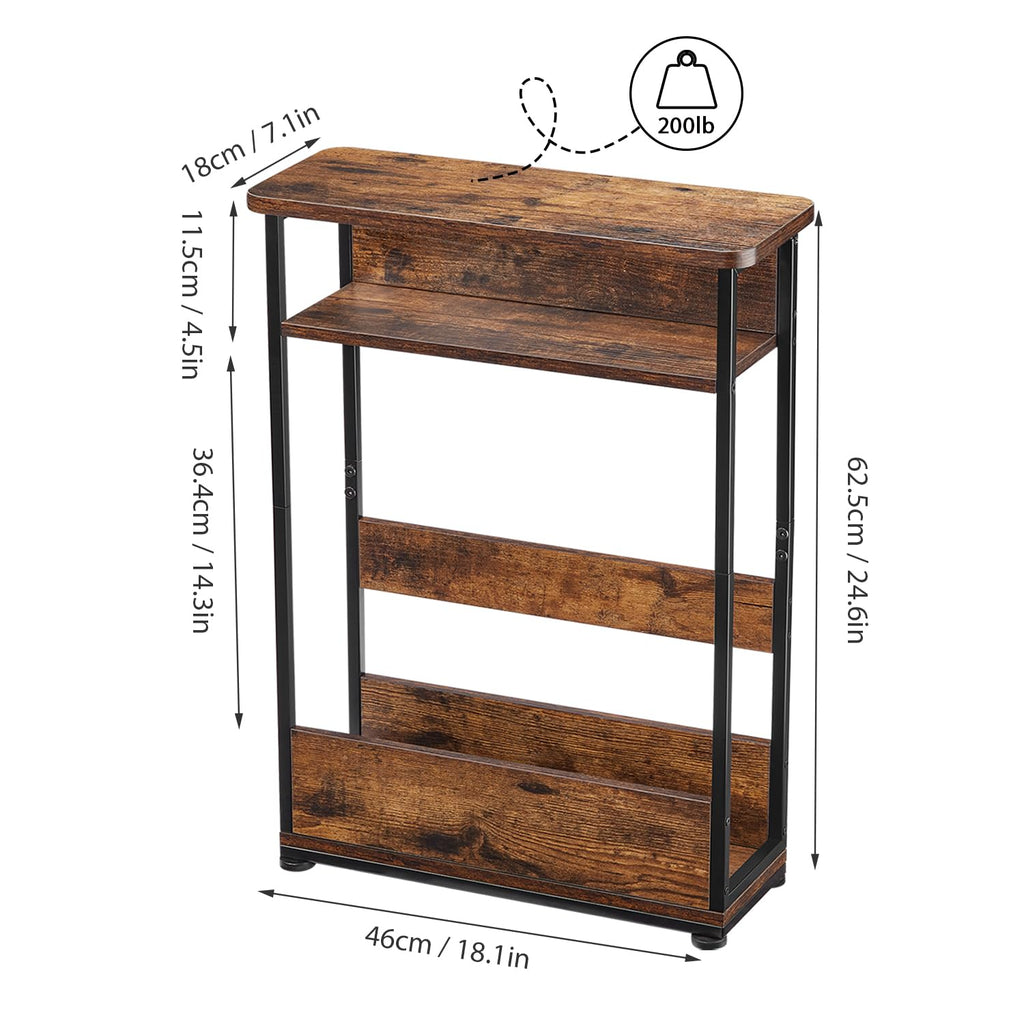 Narrow 3-Tier Side Table with Storage Shelf H90361