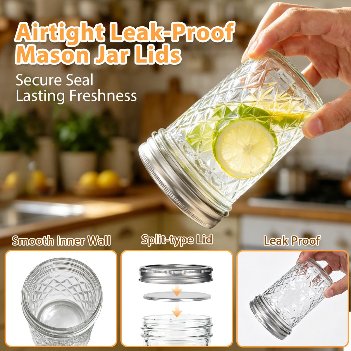 16oz Wide Mouth Mason Jars with Airtight Lids Q479407