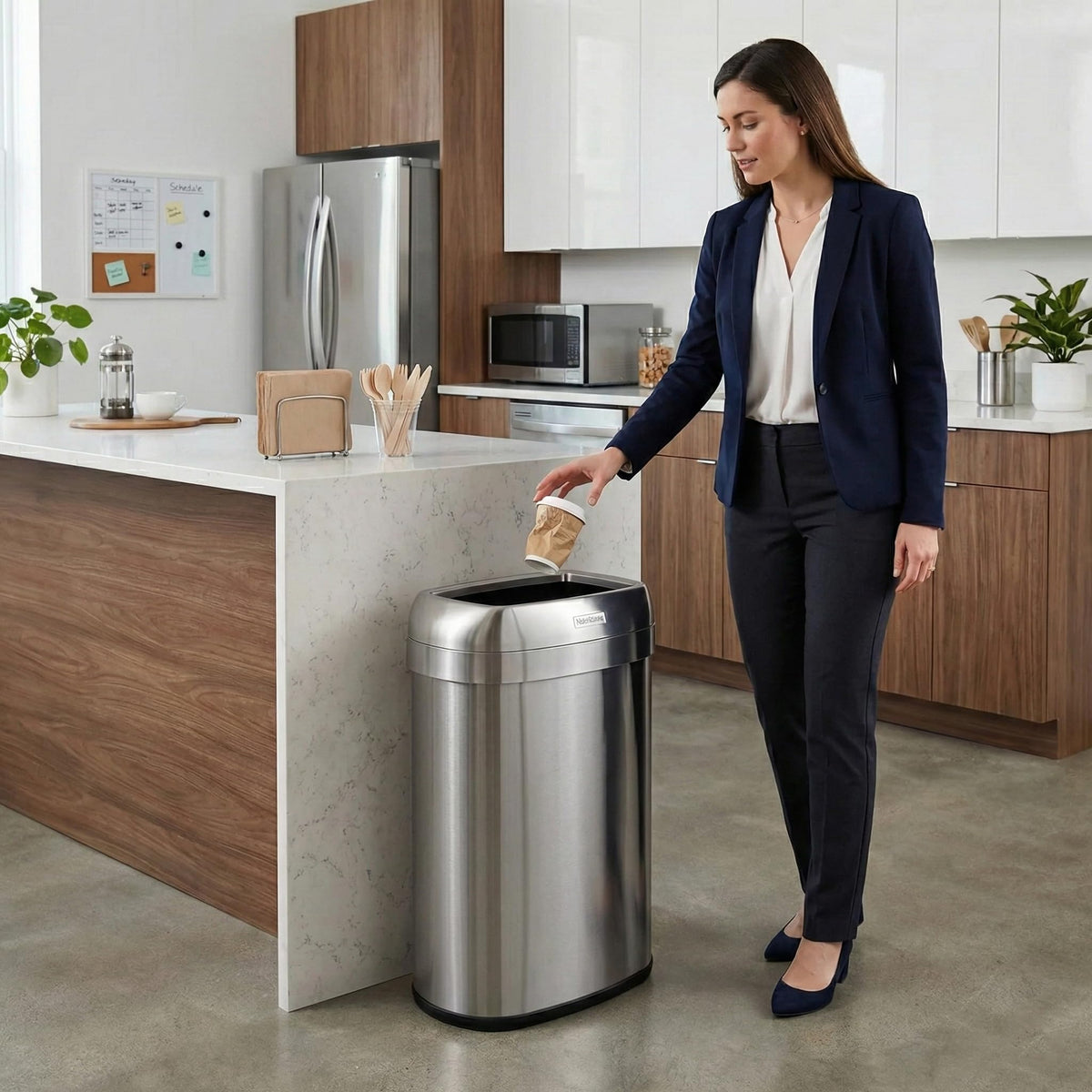 13 Gallon Stainless Steel Open Top Trash Can Q727954