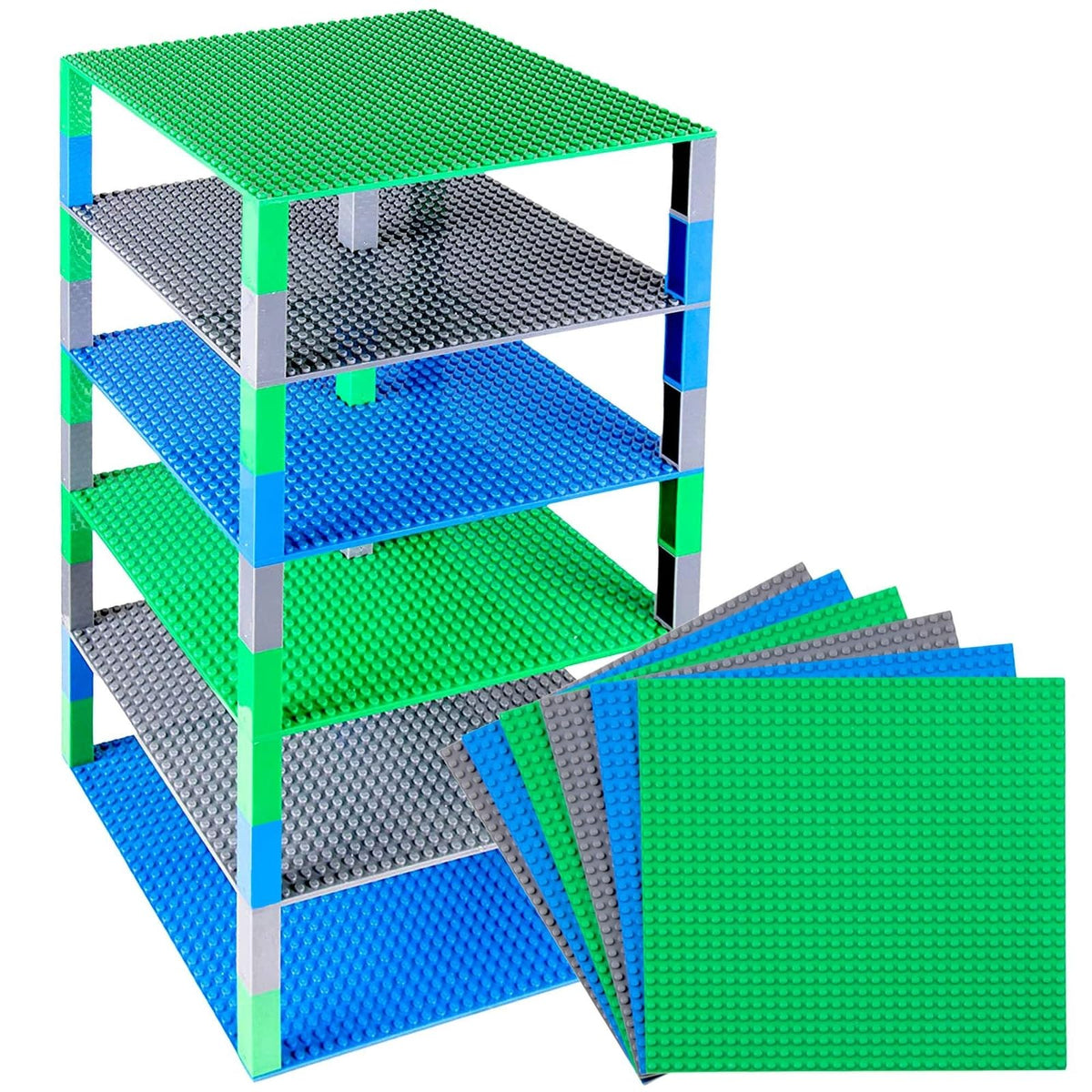10 x 10 in 6 Baseplates with 50 Stackers Building Toy Blocks M18132