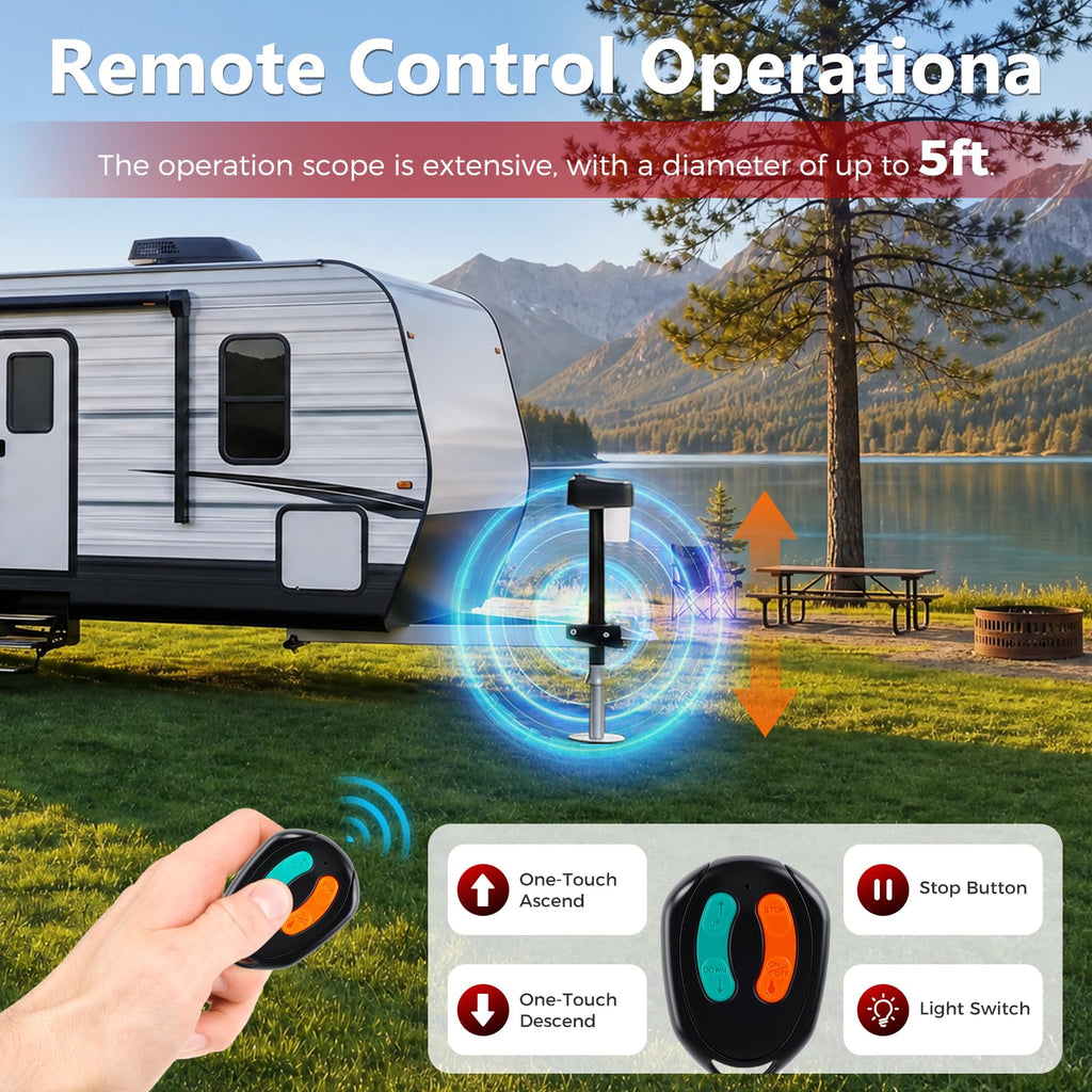 Electric Trailer Jack with 2 Remote Control, IP65 Waterproof N46424
