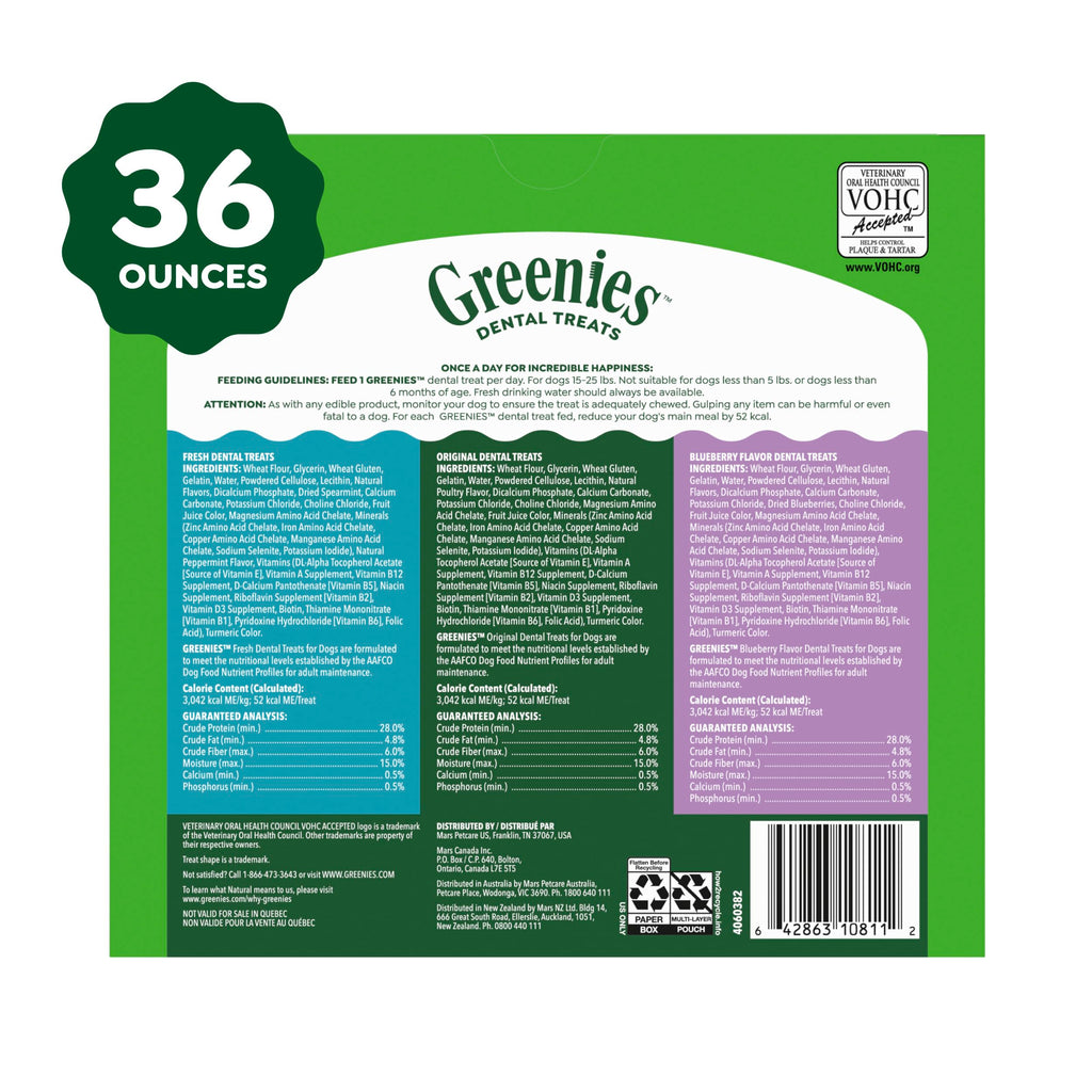 Mint Original Blueberry Dental Dog Treats 60 Count Y733