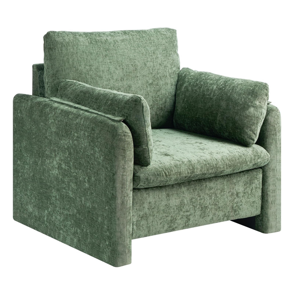 Oversized Green Accent Chair with Padded Arms L25256