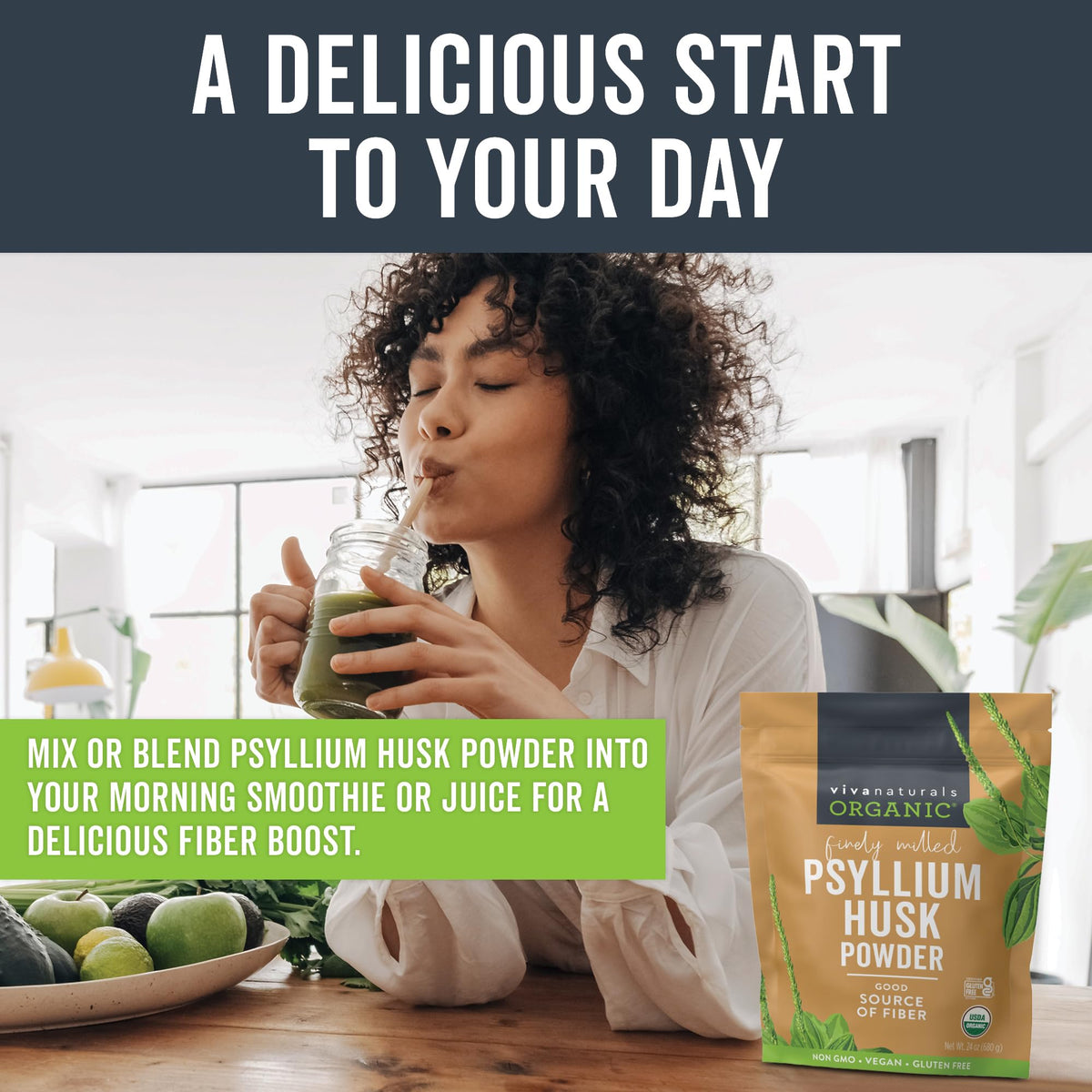 24 oz Organic Psyllium Husk Powder and 100 Count Medicated Cooling Pads K461430
