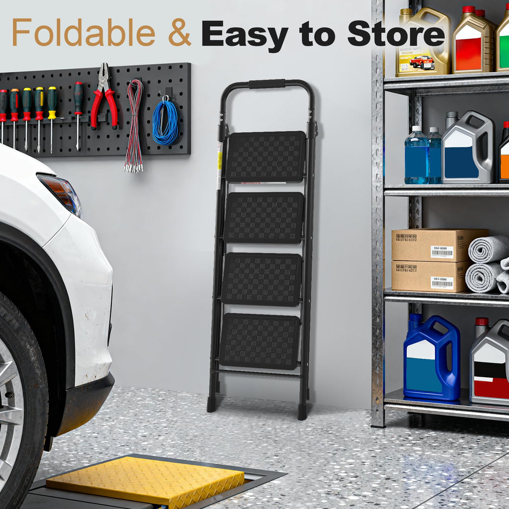 4 Step Ladder with Anti-Slip Pedal and Cushioned Handle J9442