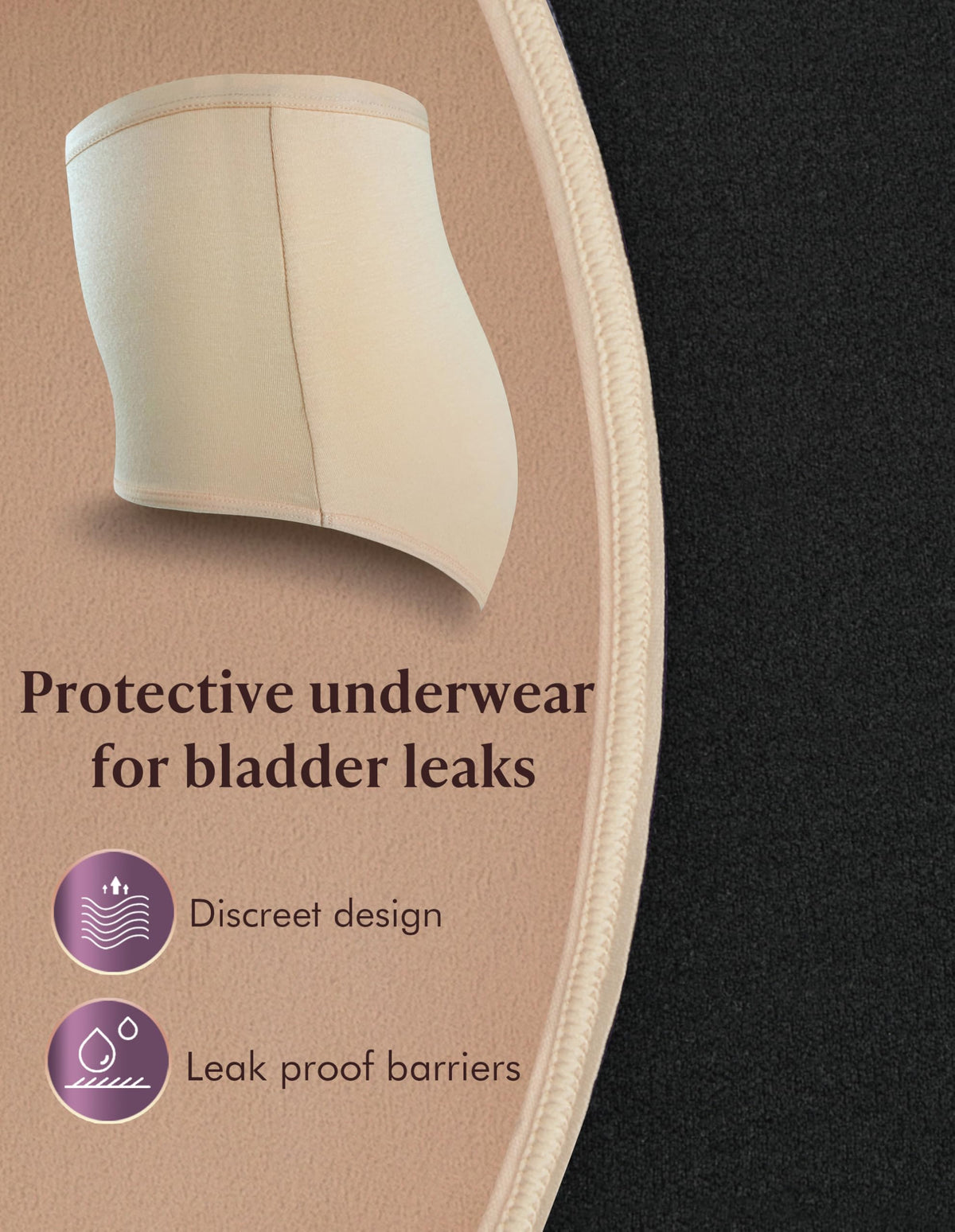 Washable Absorbency Urinary Incontinence Underwear for Women High Waist Leak Proof Panties 60ML, 3 Pack Beige White K435