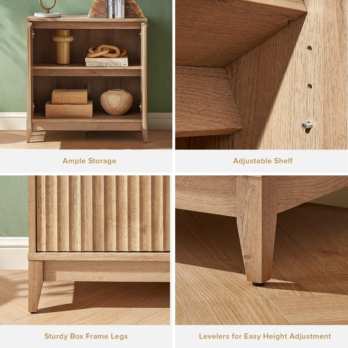 Fluted Storage Cabinet with Adjustable Shelf K851598