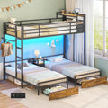 Black Twin Over Twin Triple Bunk Bed with Storage Drawers Z35453