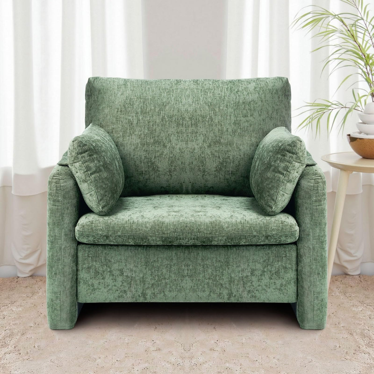 Oversized Green Accent Chair with Padded Arms L25256