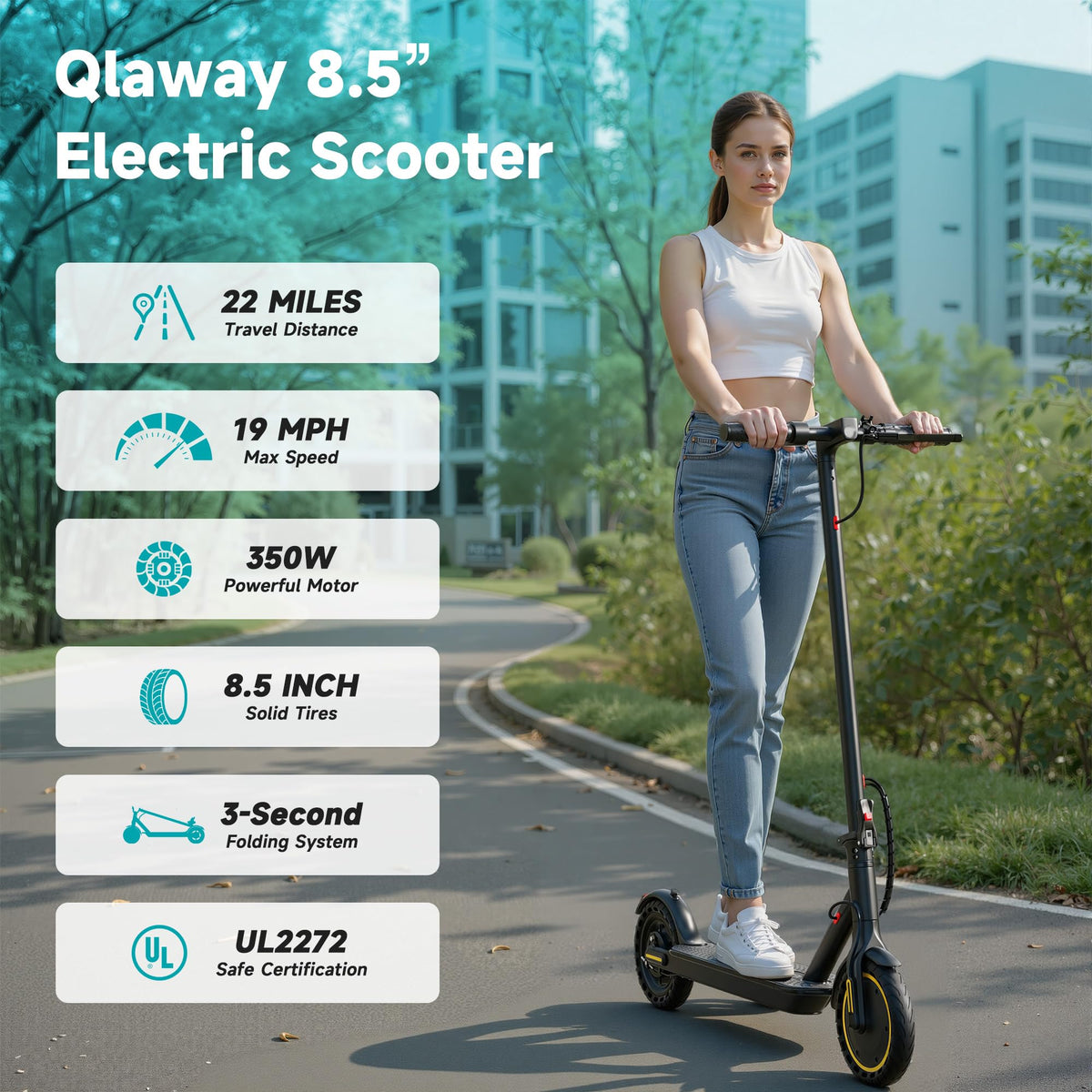 8.5" E Scooter for Adults Foldable 265 LBS Q302