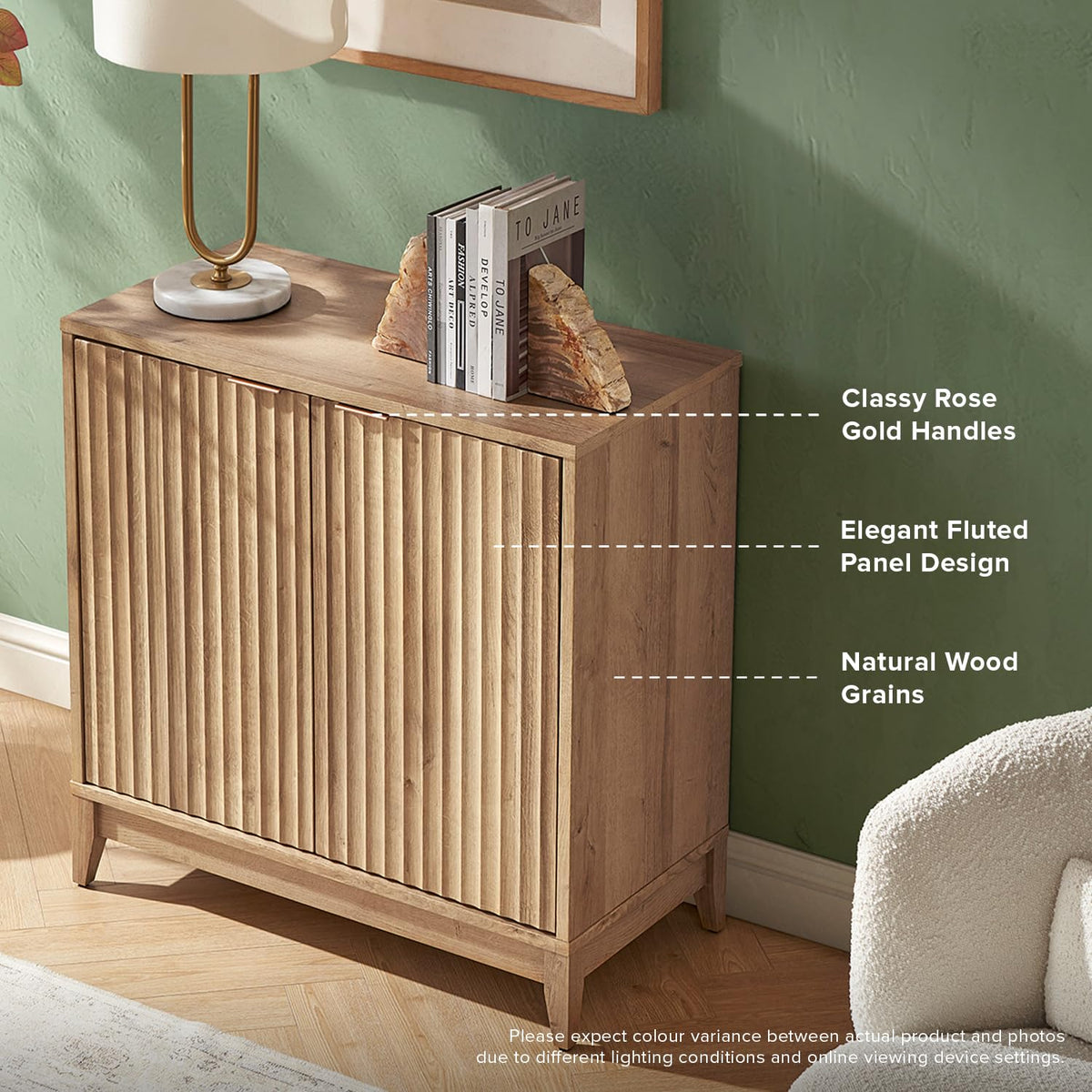 Fluted Storage Cabinet with Adjustable Shelf K851598