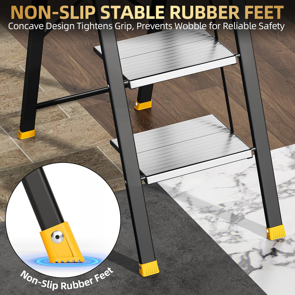 2 Step Ladder Lightweight Aluminum Folding Step Stool V4757