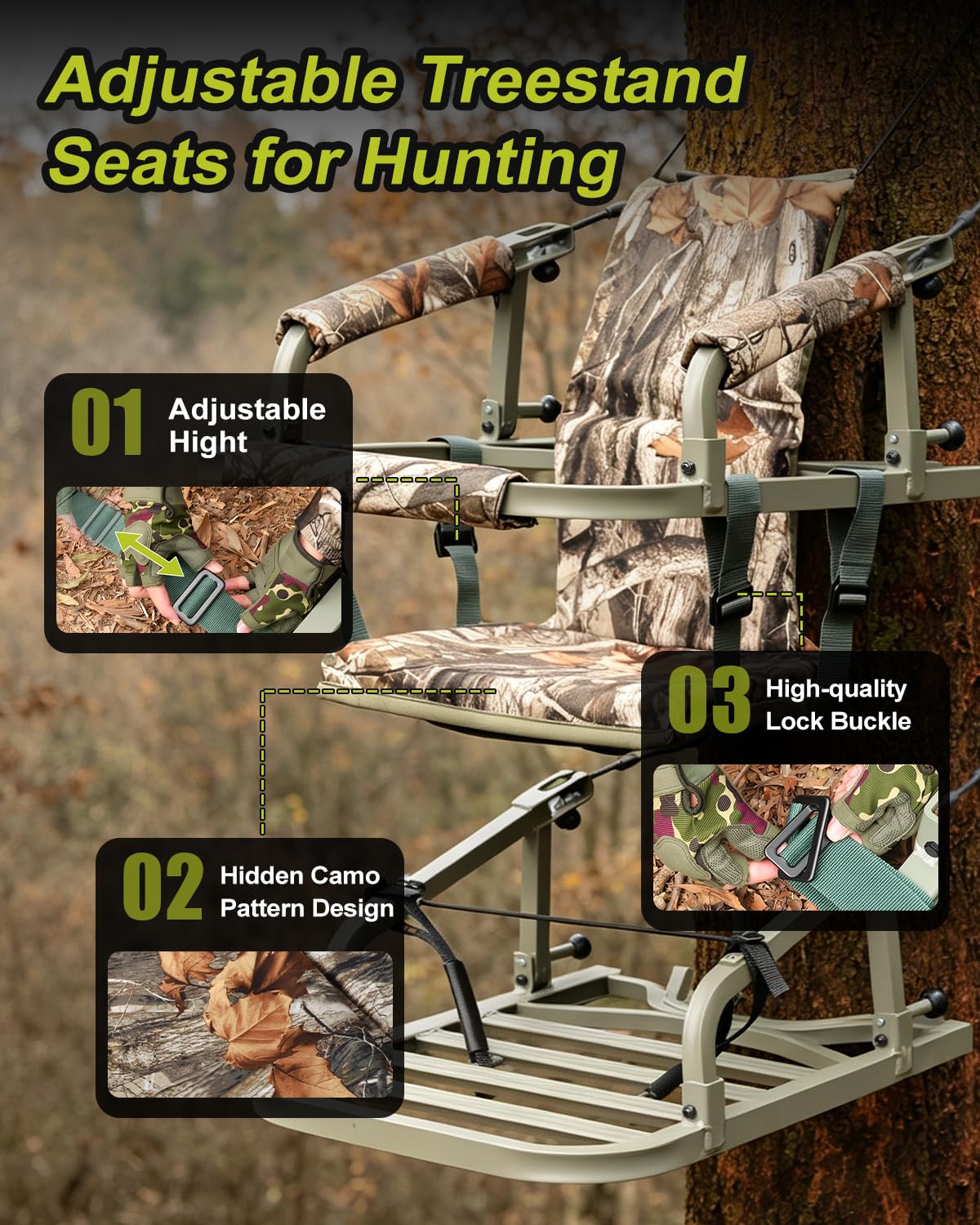Climbing Tree Stand with Harness and Camo Seat Cushion L381129