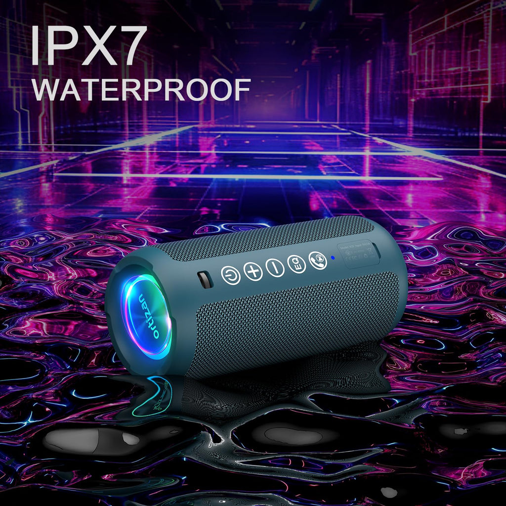 Portable Bluetooth Speaker 2-Pack IPX7 Waterproof 24W Stereo White Midnight Blue C5097