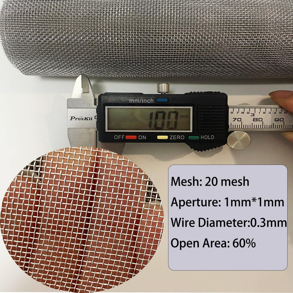 Stainless Steel Wire Mesh Screen 15.7 X 47 in 20 Mesh Z743