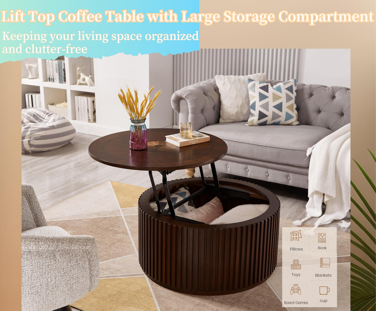 Round Lift Top Coffee Table with Storage G207