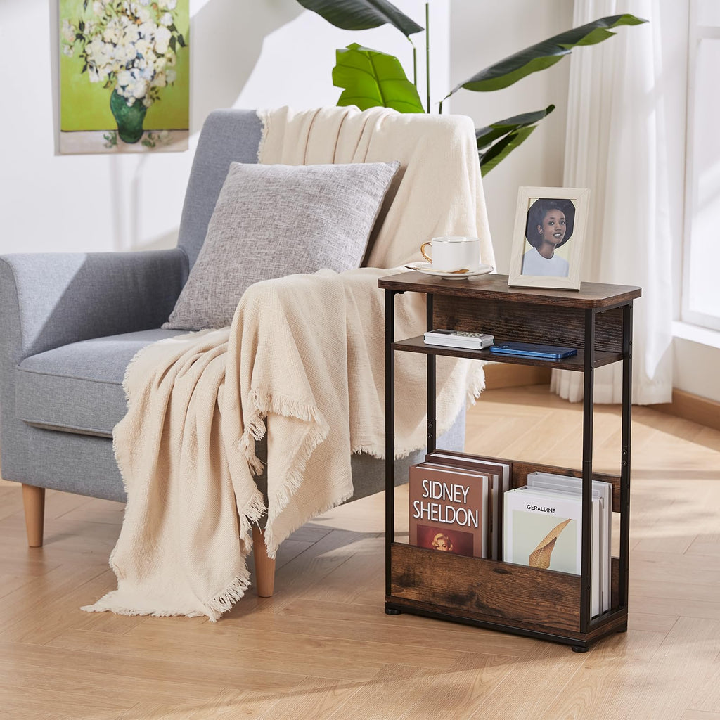 Narrow 3-Tier Side Table with Storage Shelf H90361